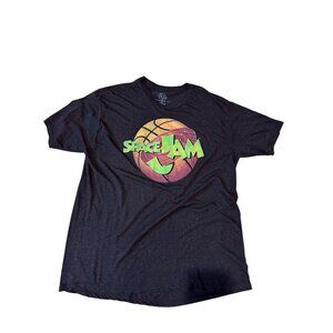 Space Jam Black Speckled T-Shirt – XL – Retro‎ Basketball Logo Tee